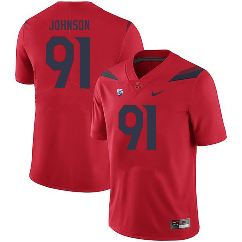 Men #91 Isaiah Johnson Arizona Wildcats College Football Jerseys Stitched-Red - Click Image to Close